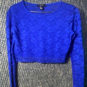 Forever 21 Lace Crop Top | Blue | Size M